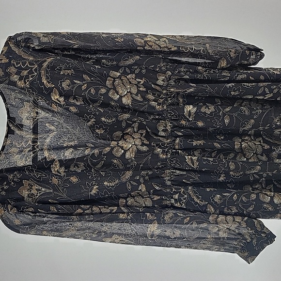 Floral Wrap Top - Black and Gold Shimmery - Picture 12 of 15